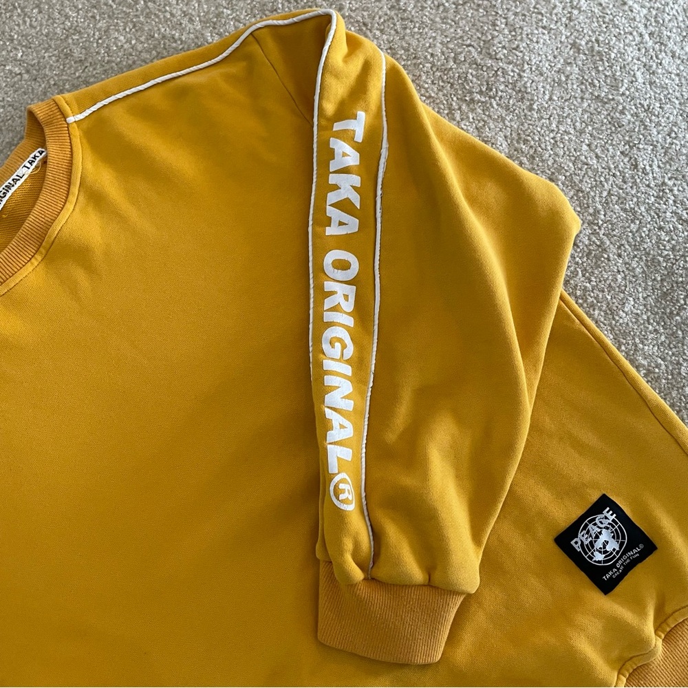 TAKA Original Men's Sweatshirt XL Mustard Yellow Boxy Oversized Streetwear - Picture 4 of 10